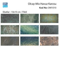 Olcay Mix (10x10 cm / Fileli) Porselen Karo - m² 'si