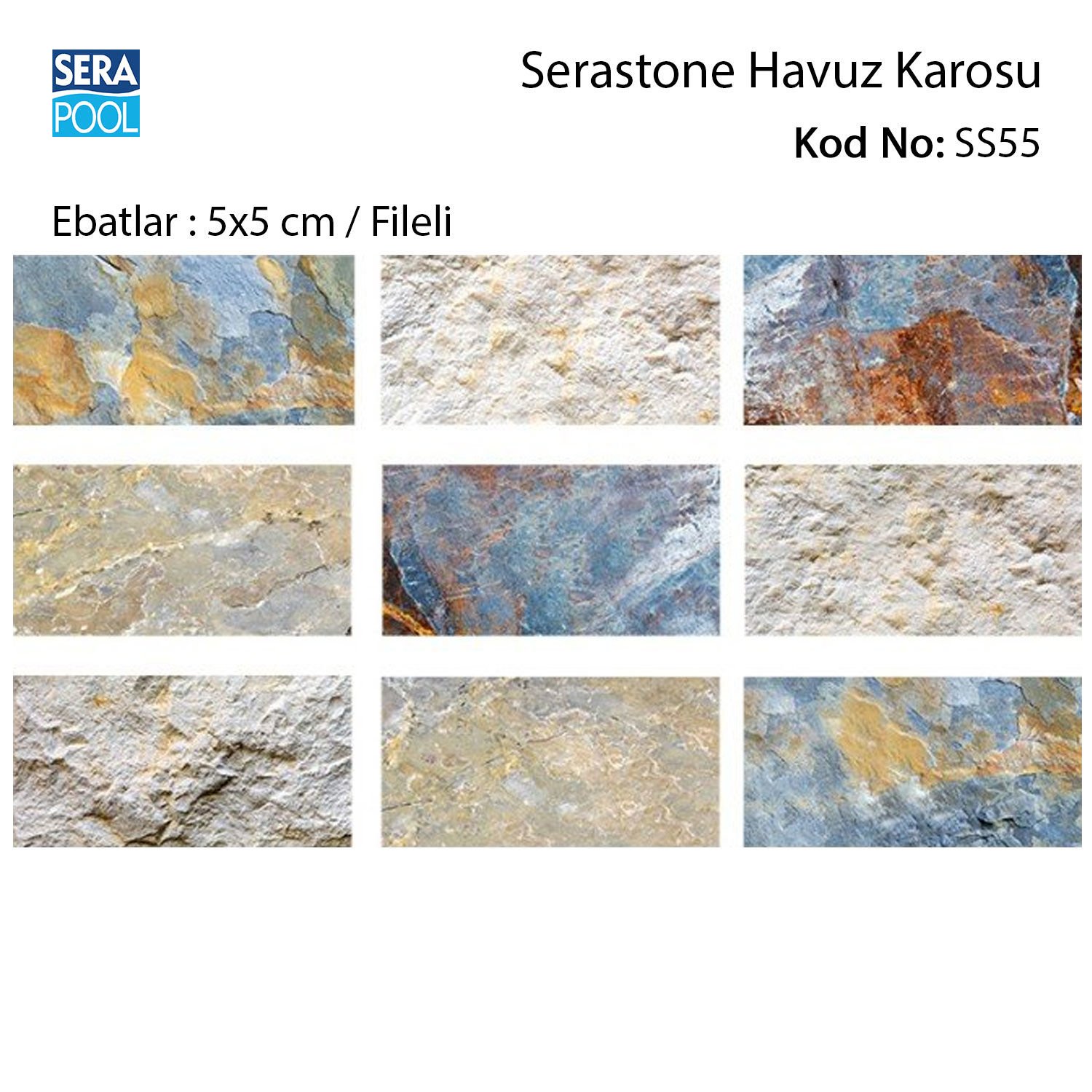 Serastone (5x5 cm / Fileli) Porselen Karo - m² 'si
