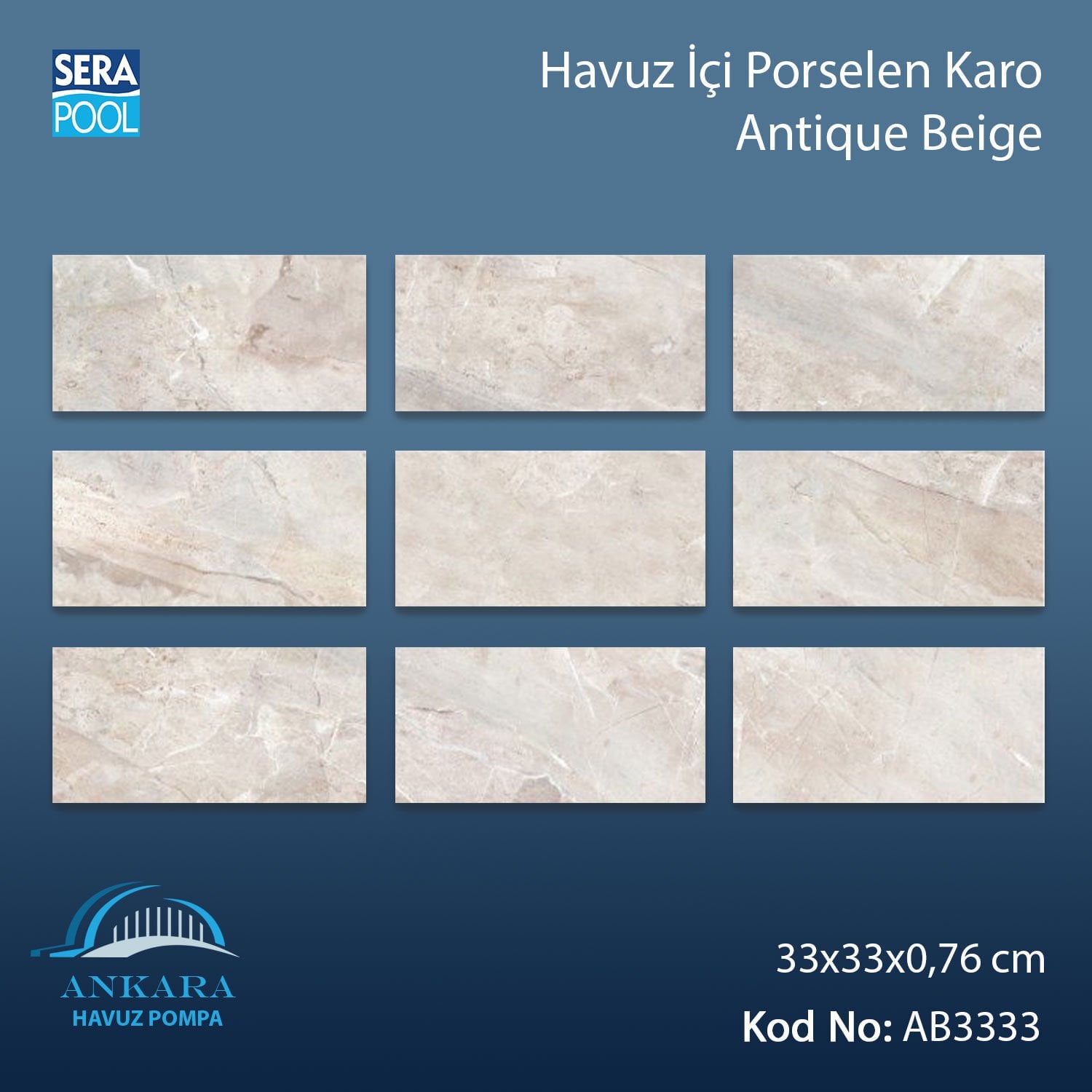 Antique Beige (33x33 cm) Porselen Karo - m² 'si