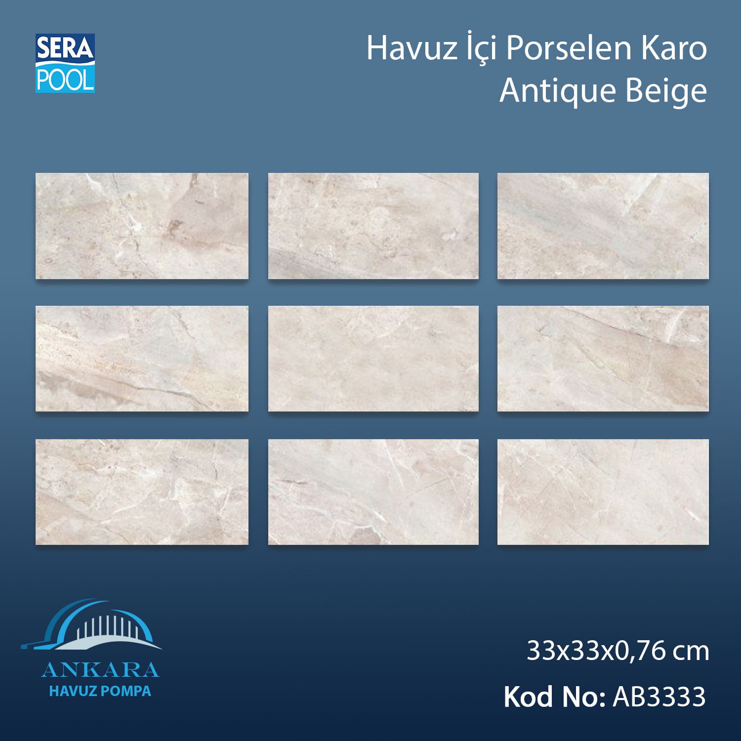 Antique Beige (33x33 cm) Porselen Karo - m² 'si