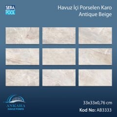 Antique Beige (33x33 cm) Porselen Karo - m² 'si