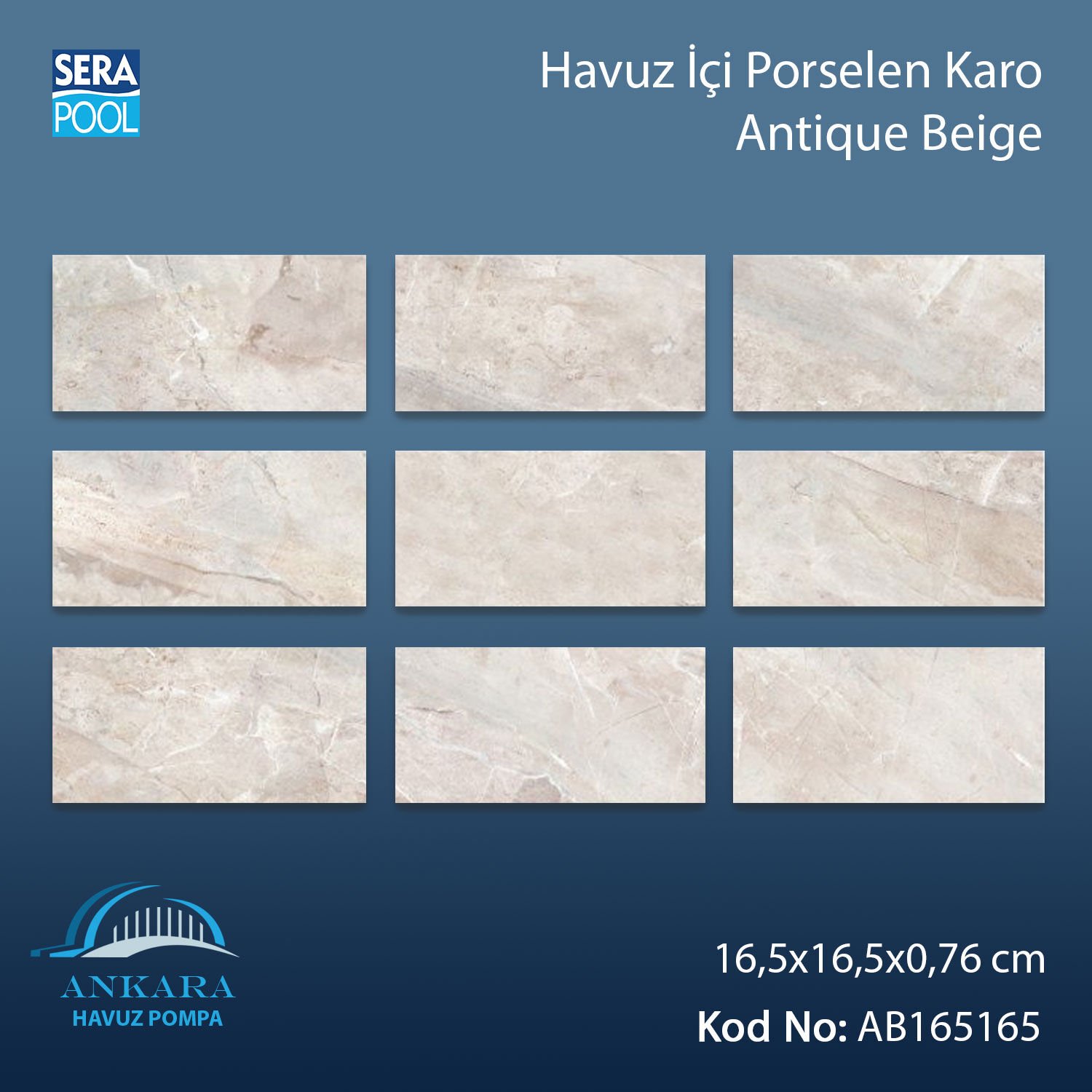 Antique Beige (16,5x16,5 cm) Porselen Karo - m² 'si