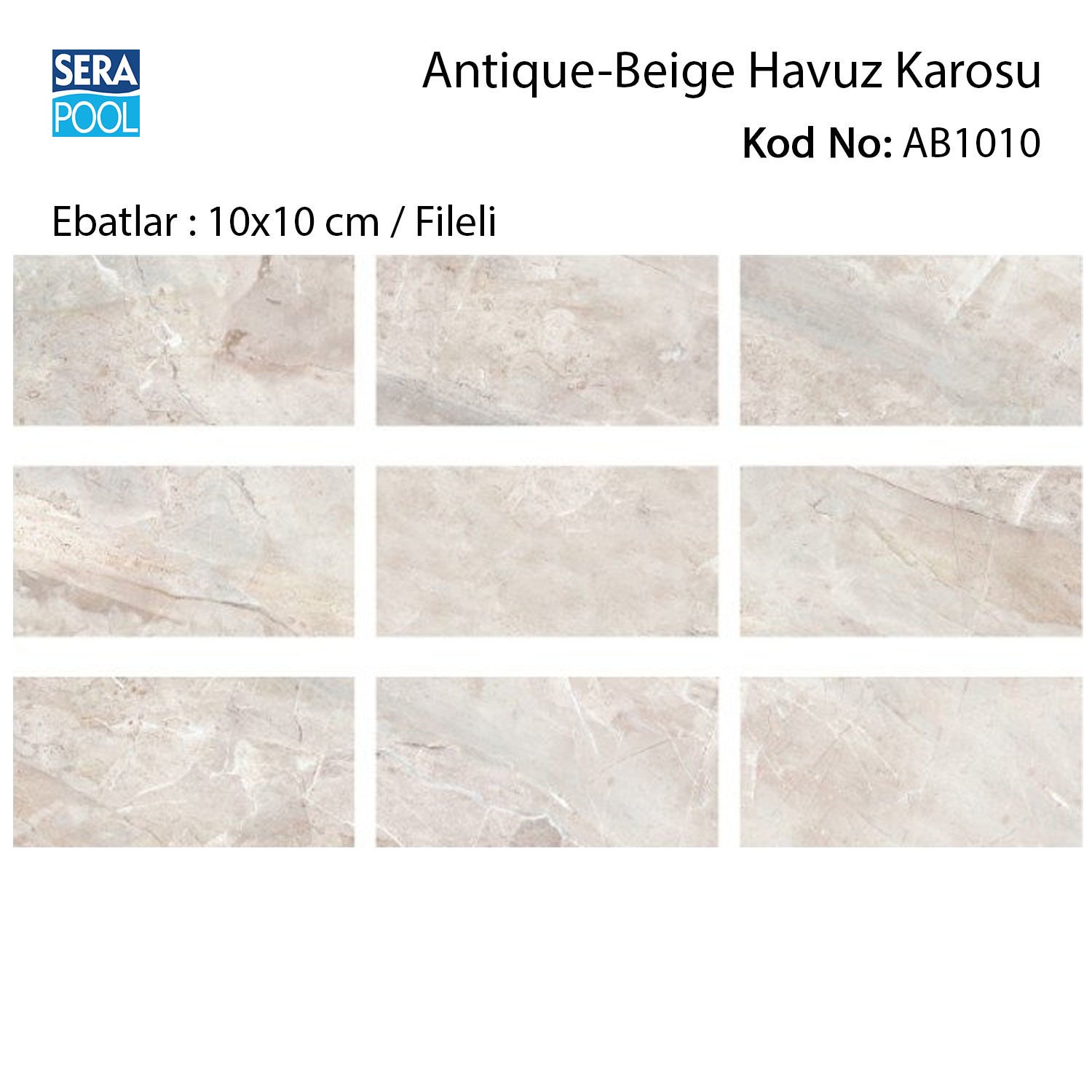 Antique Beige (10x10 cm / Fileli) Porselen Karo - m² 'si