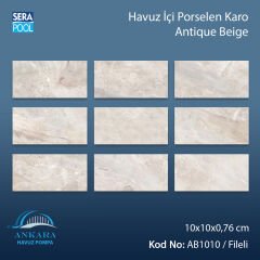 Antique Beige (10x10 cm / Fileli) Porselen Karo - m² 'si