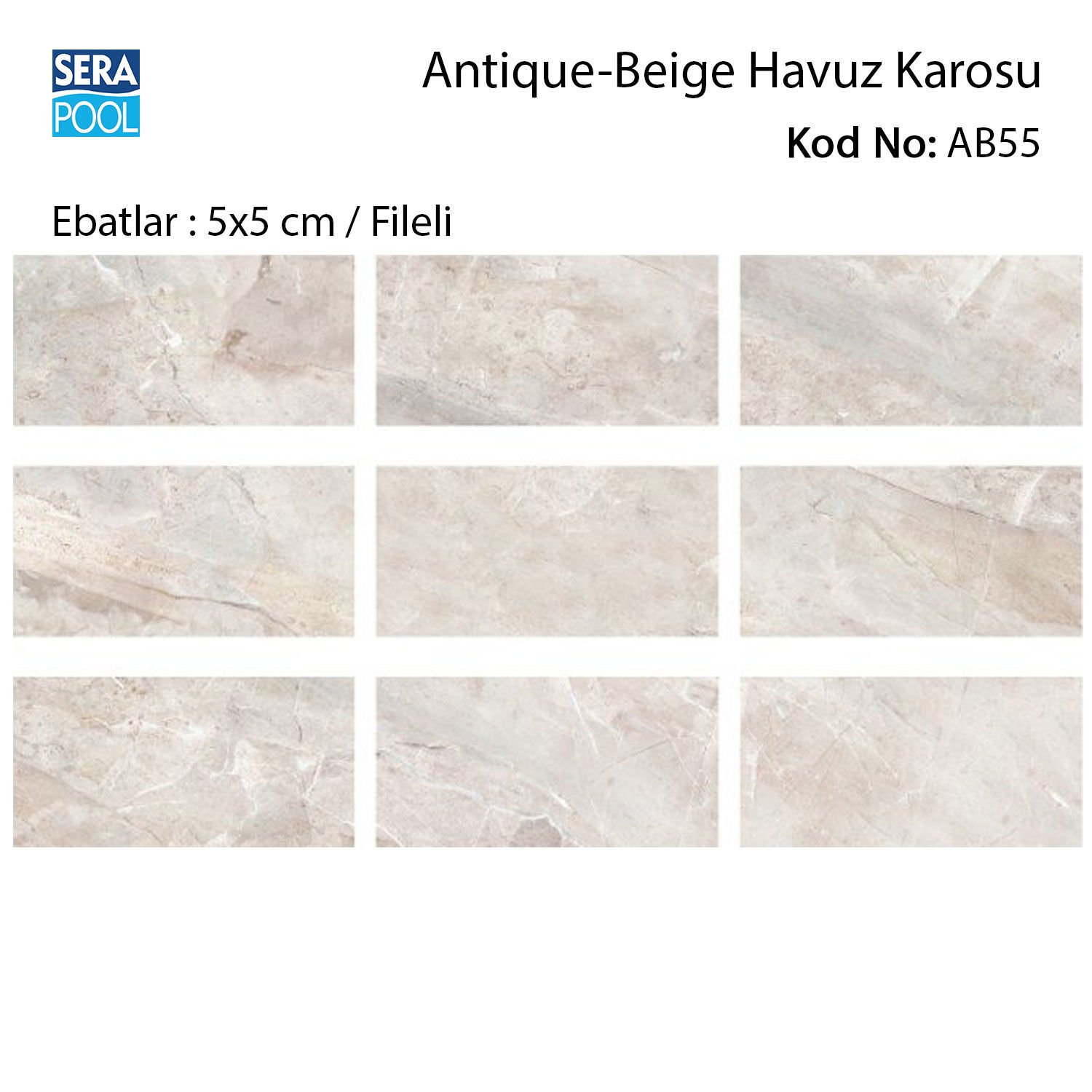 Antique Beige (5x5 cm / Fileli) Porselen Karo - m² 'si