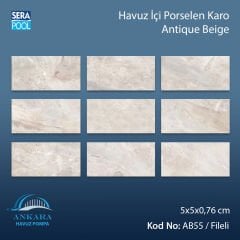 Antique Beige (5x5 cm / Fileli) Porselen Karo - m² 'si