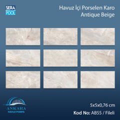 Antique Beige (5x5 cm / Fileli) Porselen Karo - m² 'si