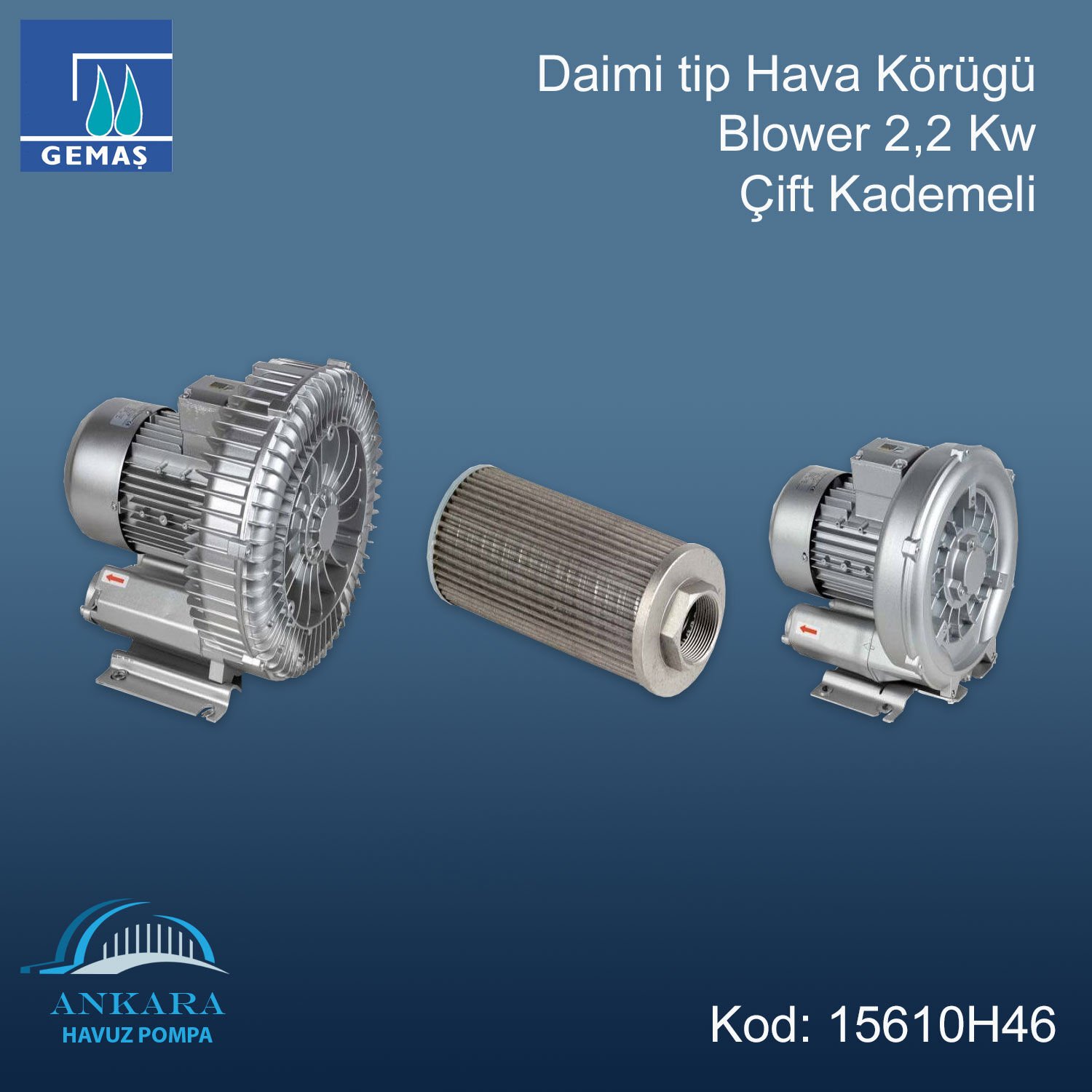 Daimi tip Hava Körügü Blower 2.2 Kw Çift Kademeli