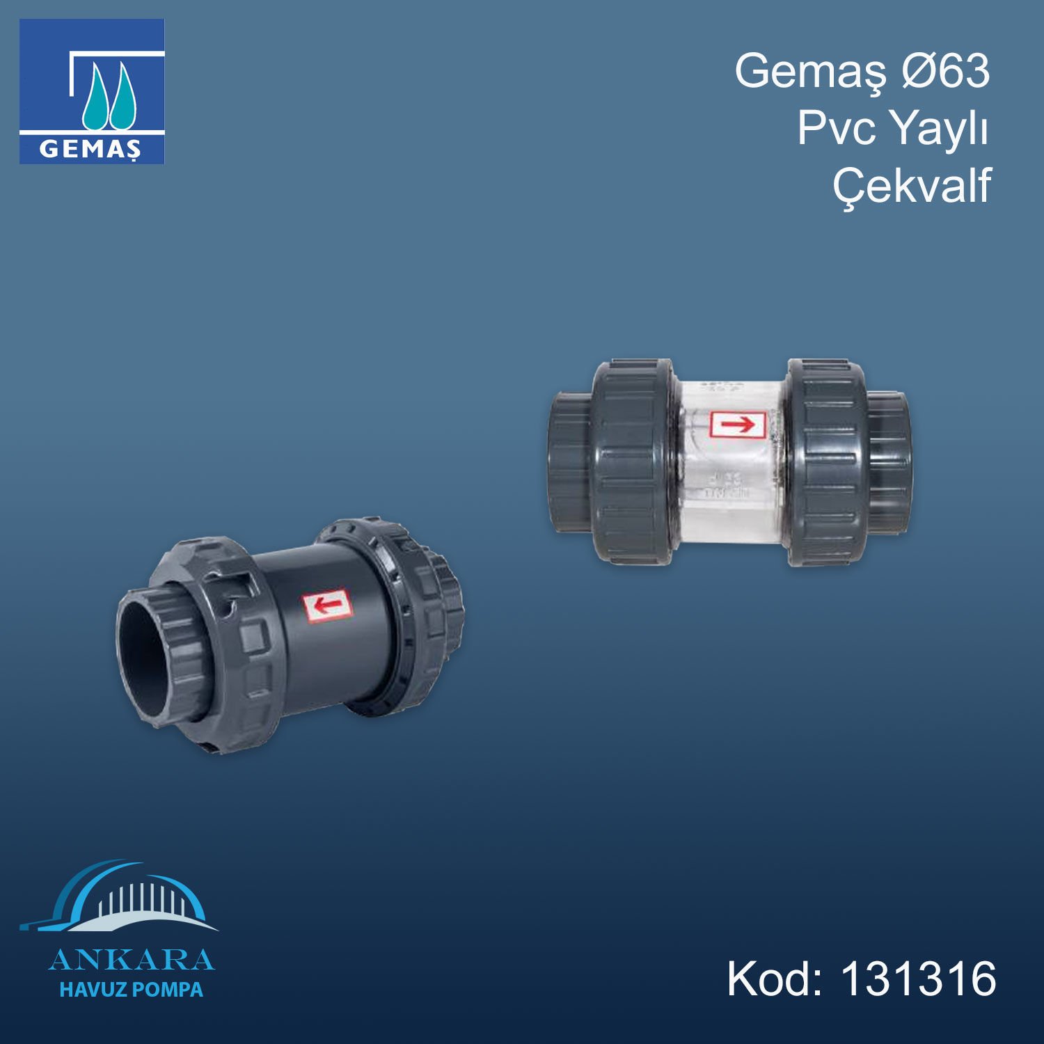 Gemaş Ø63 Pvc Yaylı Çekvalf