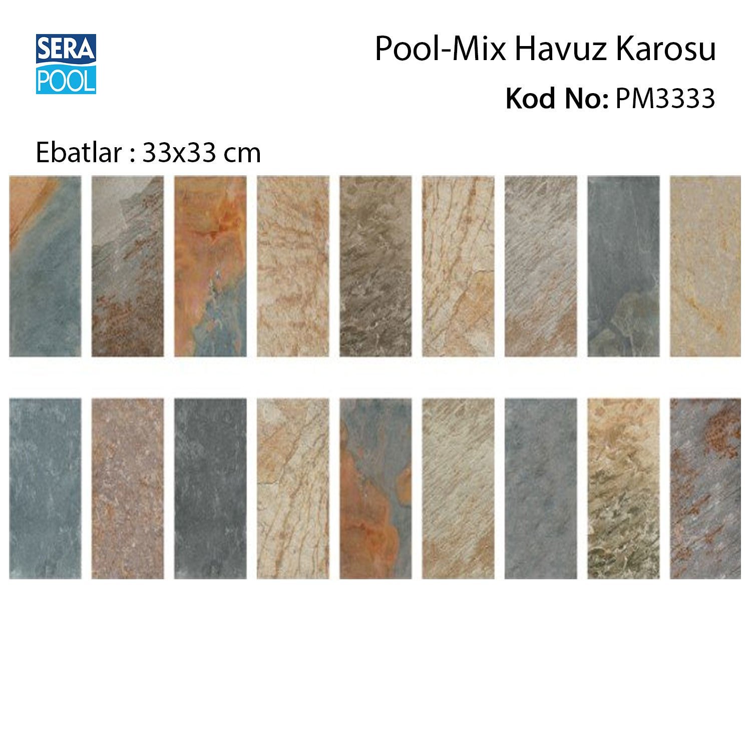 Pool Mix (33x33 cm) Porselen Karo - m² 'si