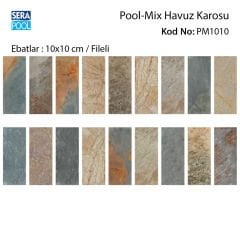 Pool Mix (10x10 cm / Fileli) Porselen Karo - m² 'si