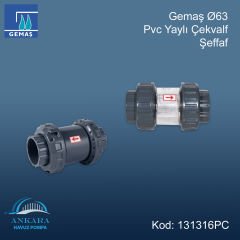 Gemaş Ø63 Pvc Yaylı Çekvalf - Şeffaf