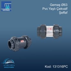 Gemaş Ø63 Pvc Yaylı Çekvalf - Şeffaf