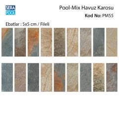 Pool Mix (5x5 cm / Fileli) Porselen Karo - m² 'si