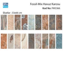 Fossil Mix (33x66 cm) Porselen Karo - m² 'si