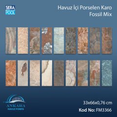 Fossil Mix (33x66 cm) Porselen Karo - m² 'si